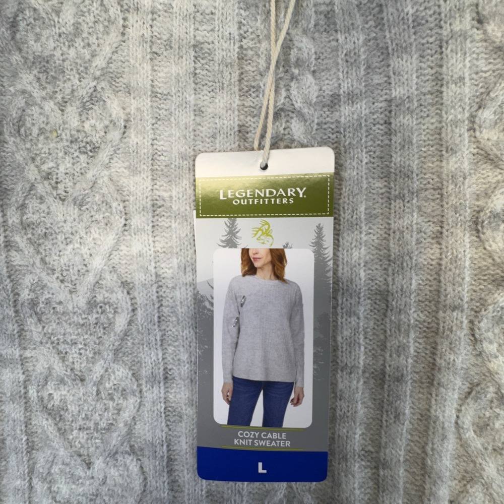 Legendary Outfitters Womens Garnet Heather Gray, Size XL Cozy Cable Knit Sweater - Picture 4 of 9